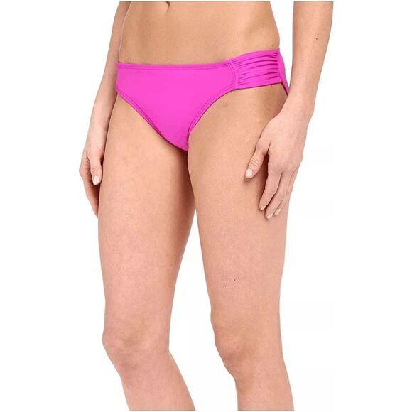 Athleta Sand Tropez Tab Swim Bottoms Women Size XL Pink Low Rise Pull On Stretch - Picture 1 of 5
